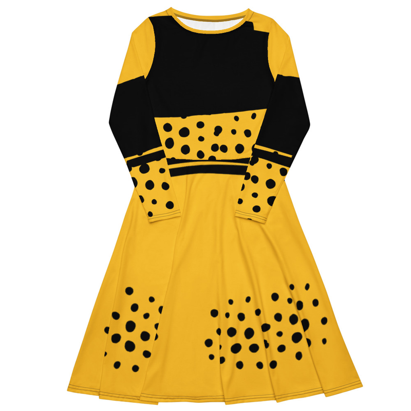 All-over print long sleeve midi dress