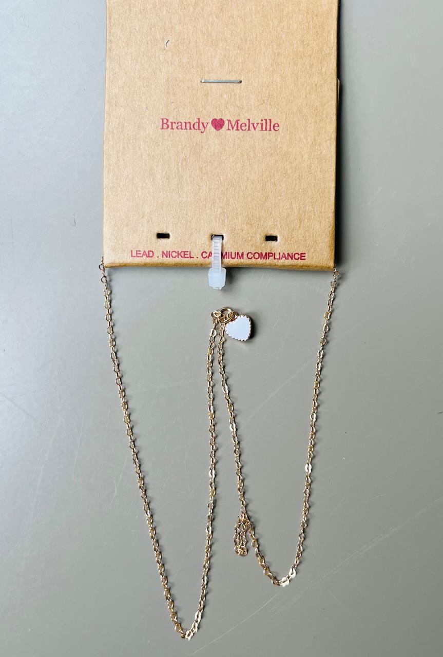 BRANDY MELVILLE - White Heart Necklace