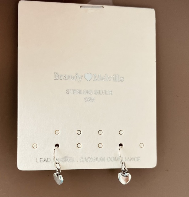 BRANDY MELVILLE - Sterling Silver Heart Charm Earrings