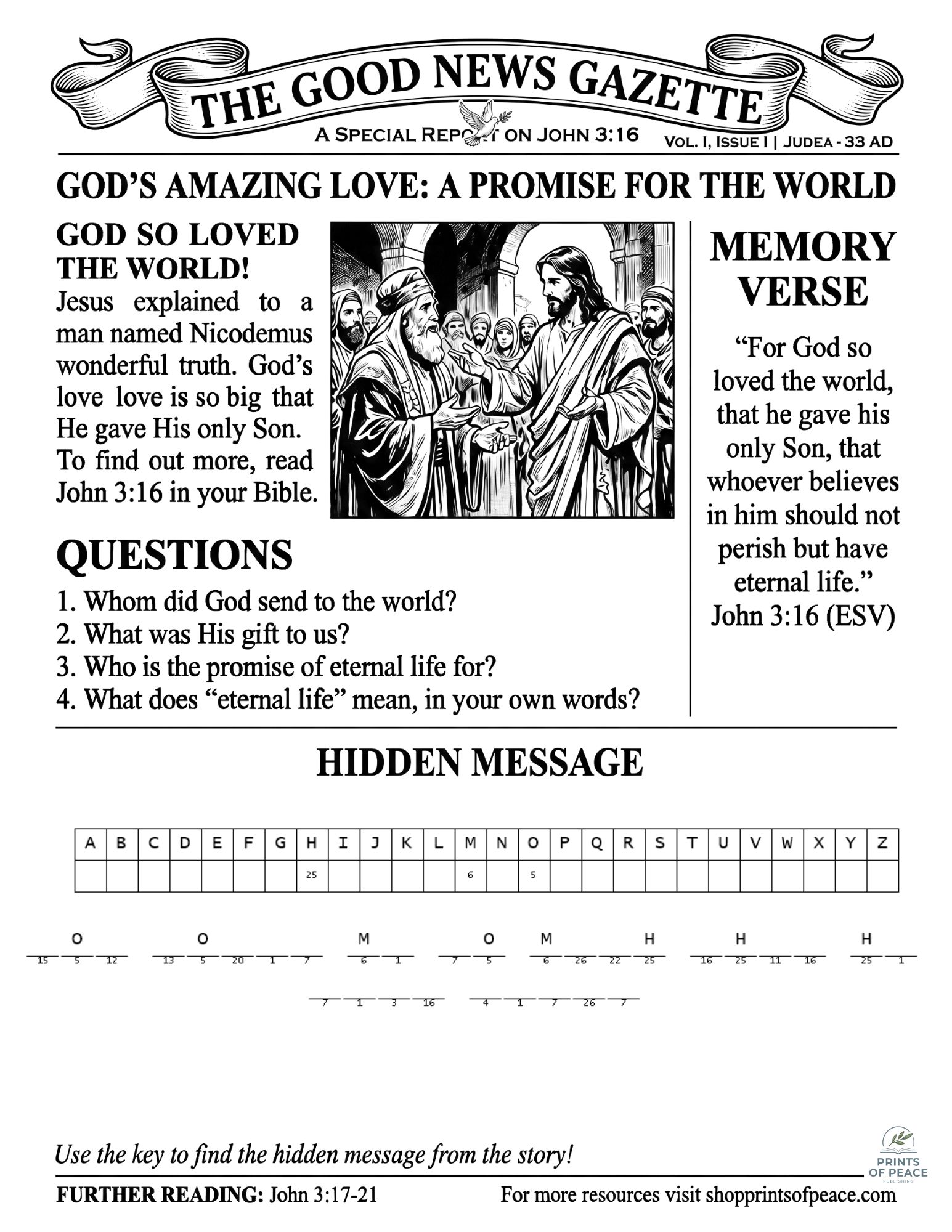 The Good News Printable Gazette Activity Sheet
