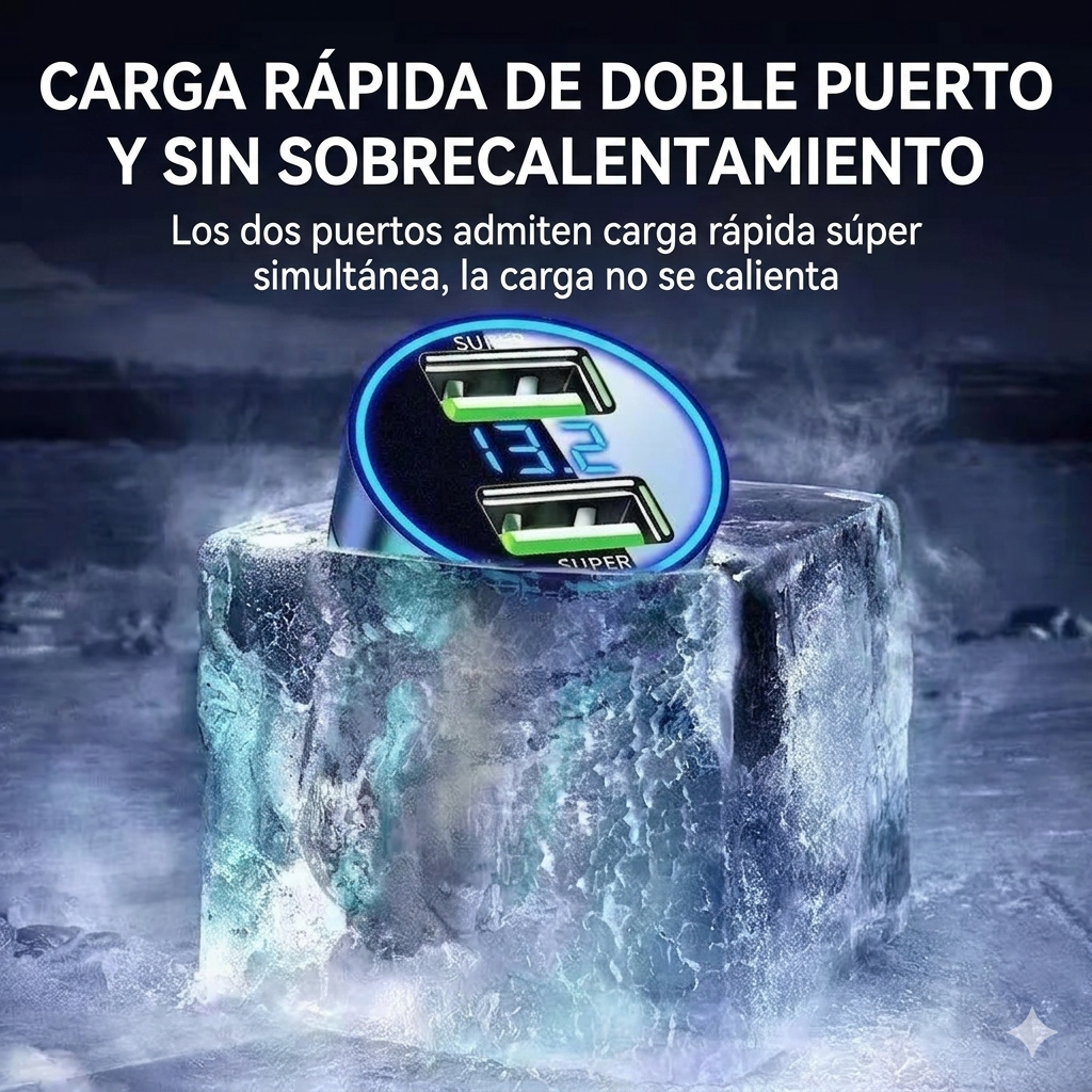 Cargador de coche de carga rápida con 2 puertos USB-C