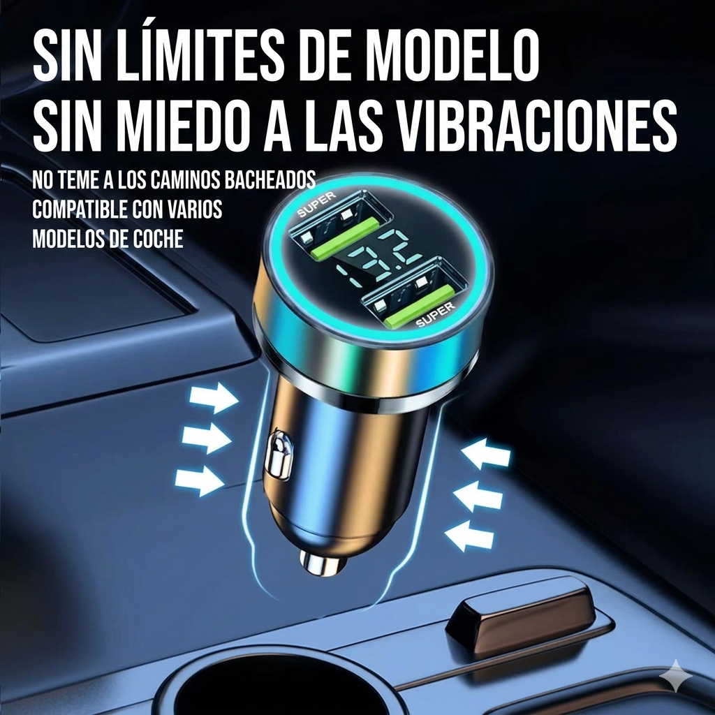 Cargador de coche de carga rápida con 2 puertos USB-C