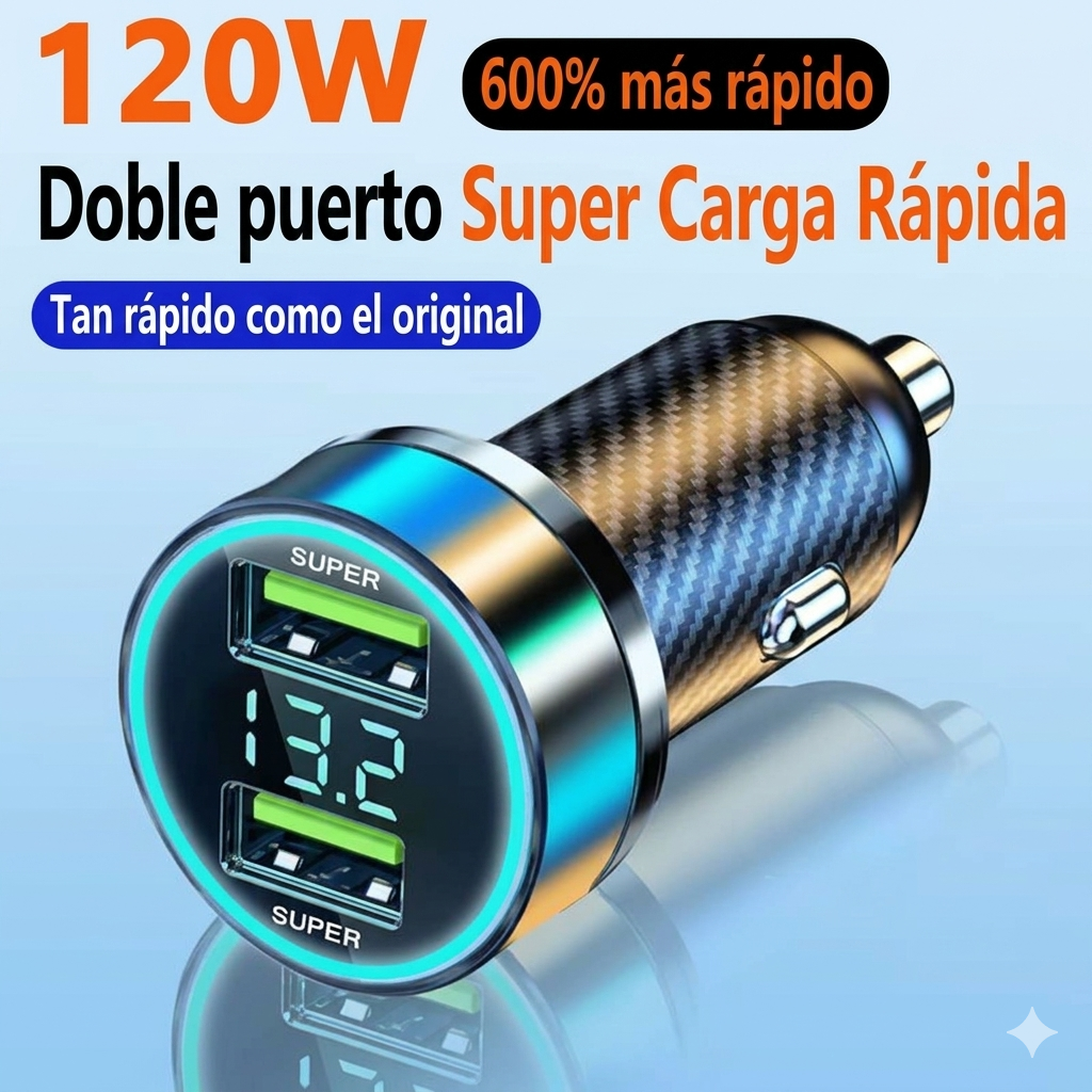Cargador de coche de carga rápida con 2 puertos USB-C