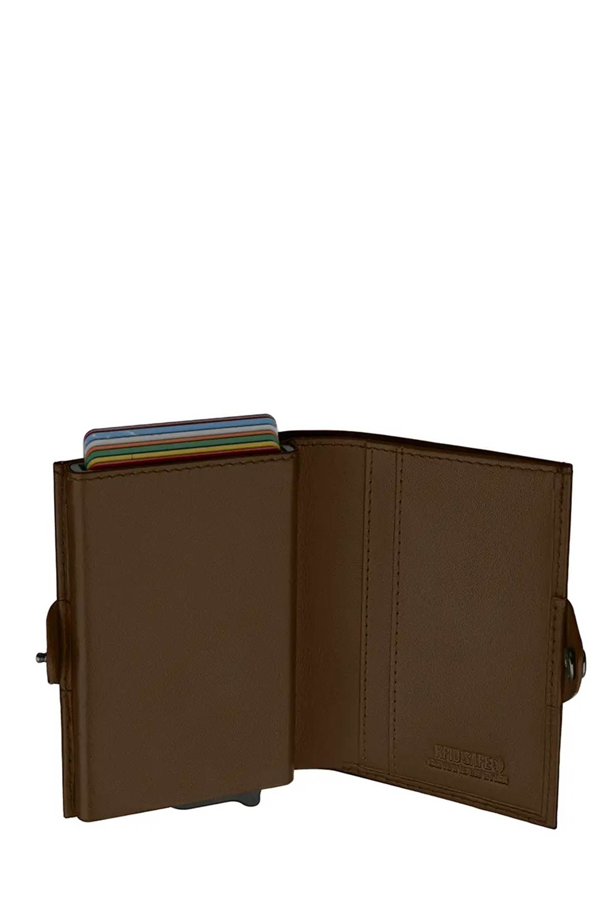 Portefeuille porte carte en cuir de vachette et boitier aluminium avec protection RFID