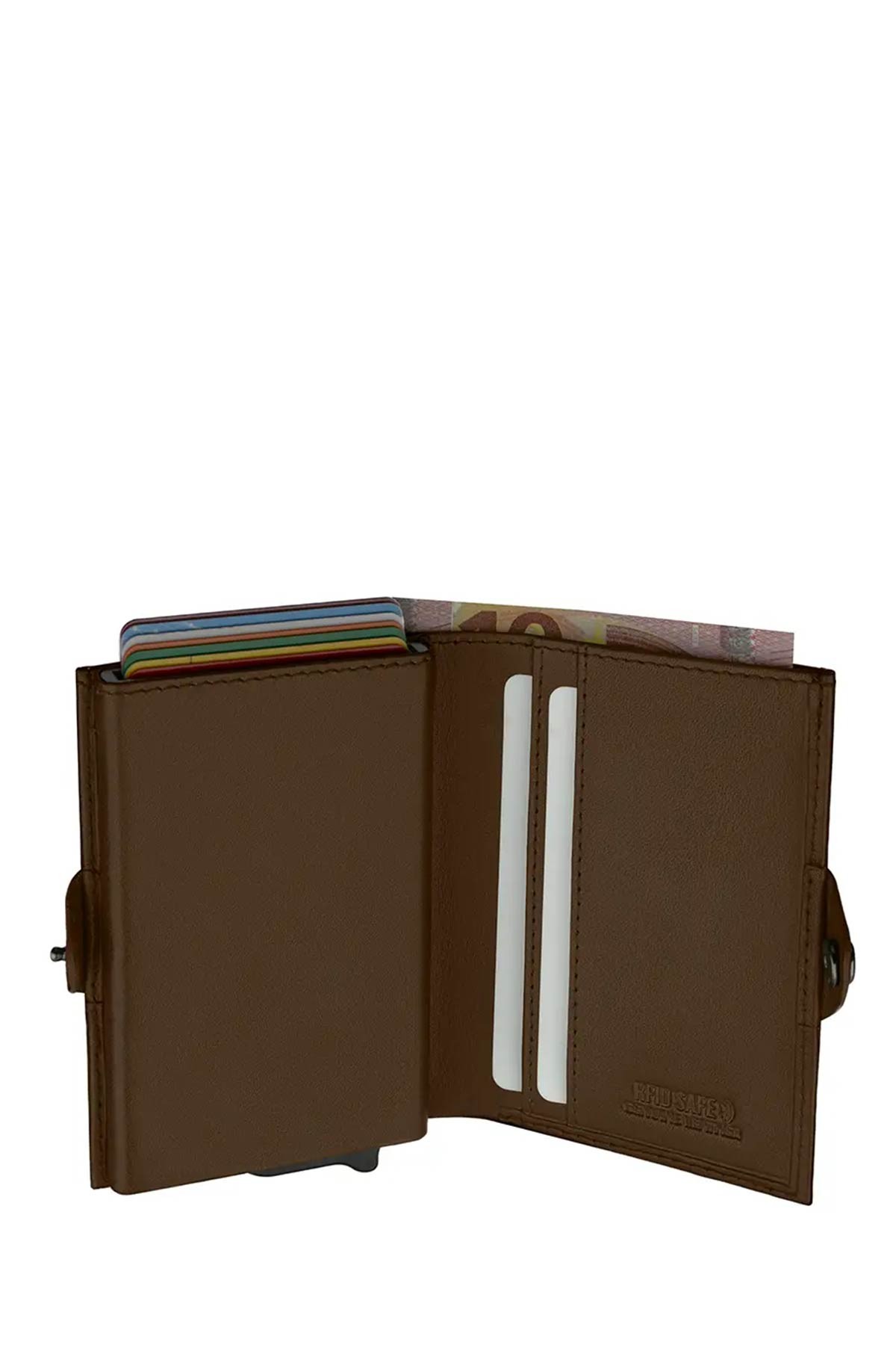 Portefeuille porte carte en cuir de vachette et boitier aluminium avec protection RFID