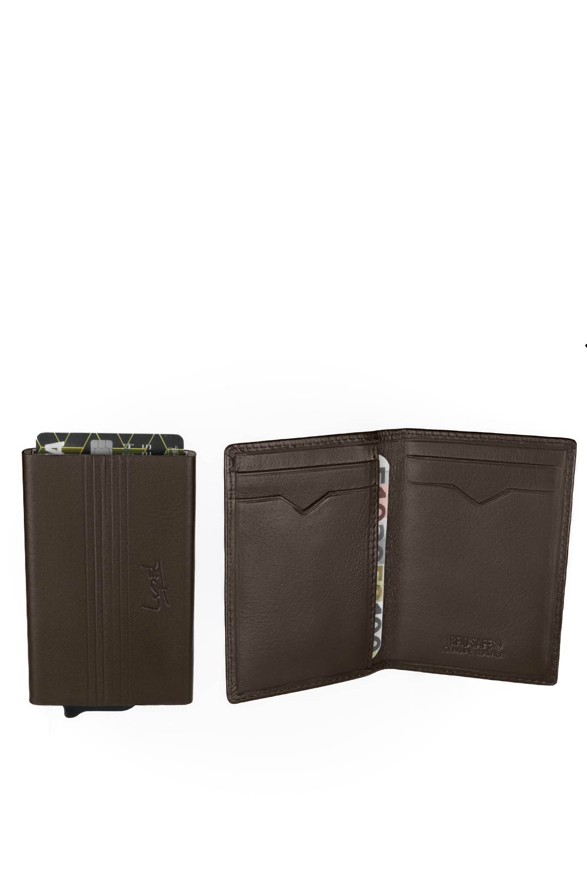 Duo magnétique boitier Porte-carte en cuir de vachette avec protection RFID