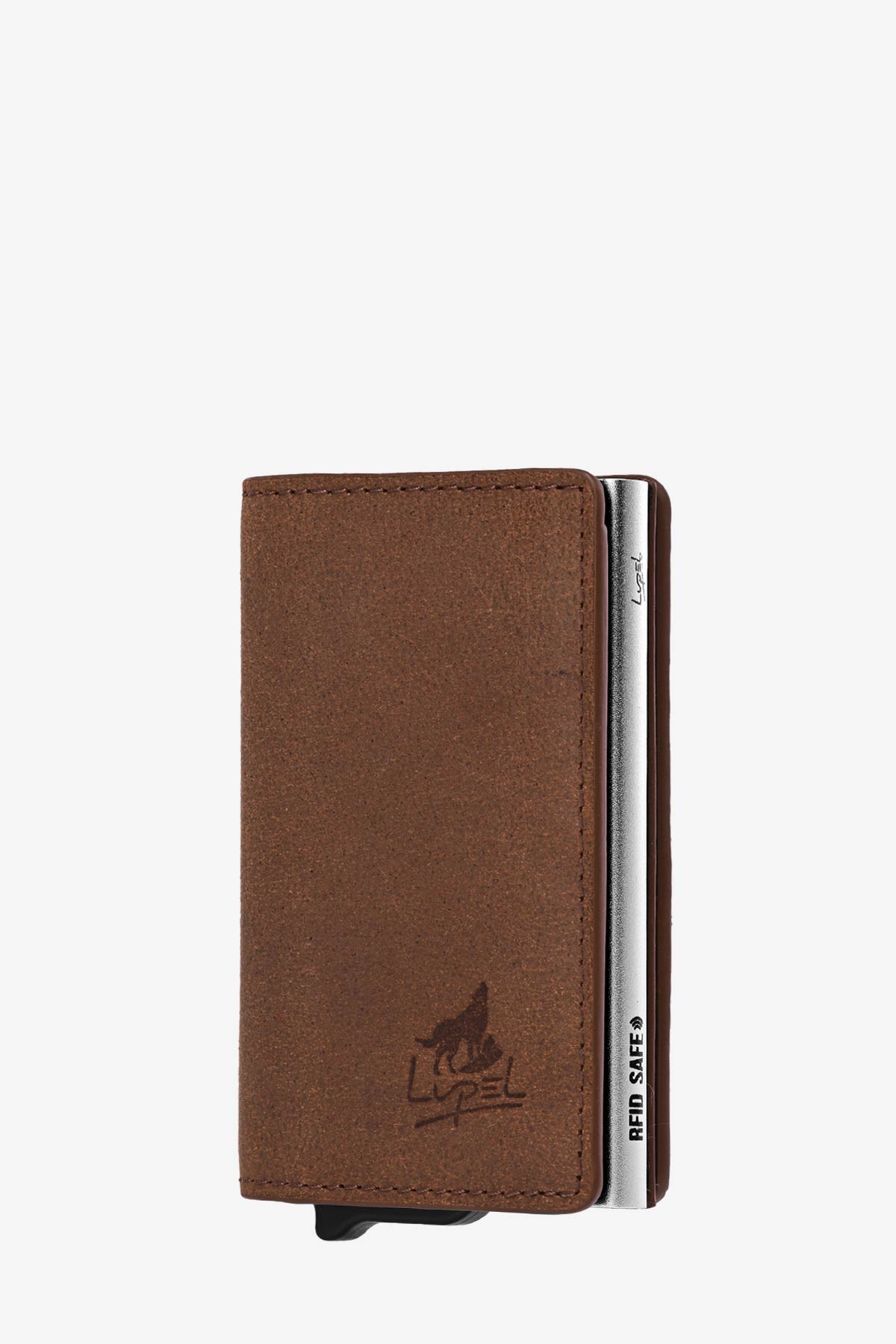 Portefeuille porte carte en cuir de vachette et boitier aluminium avec protection RFID