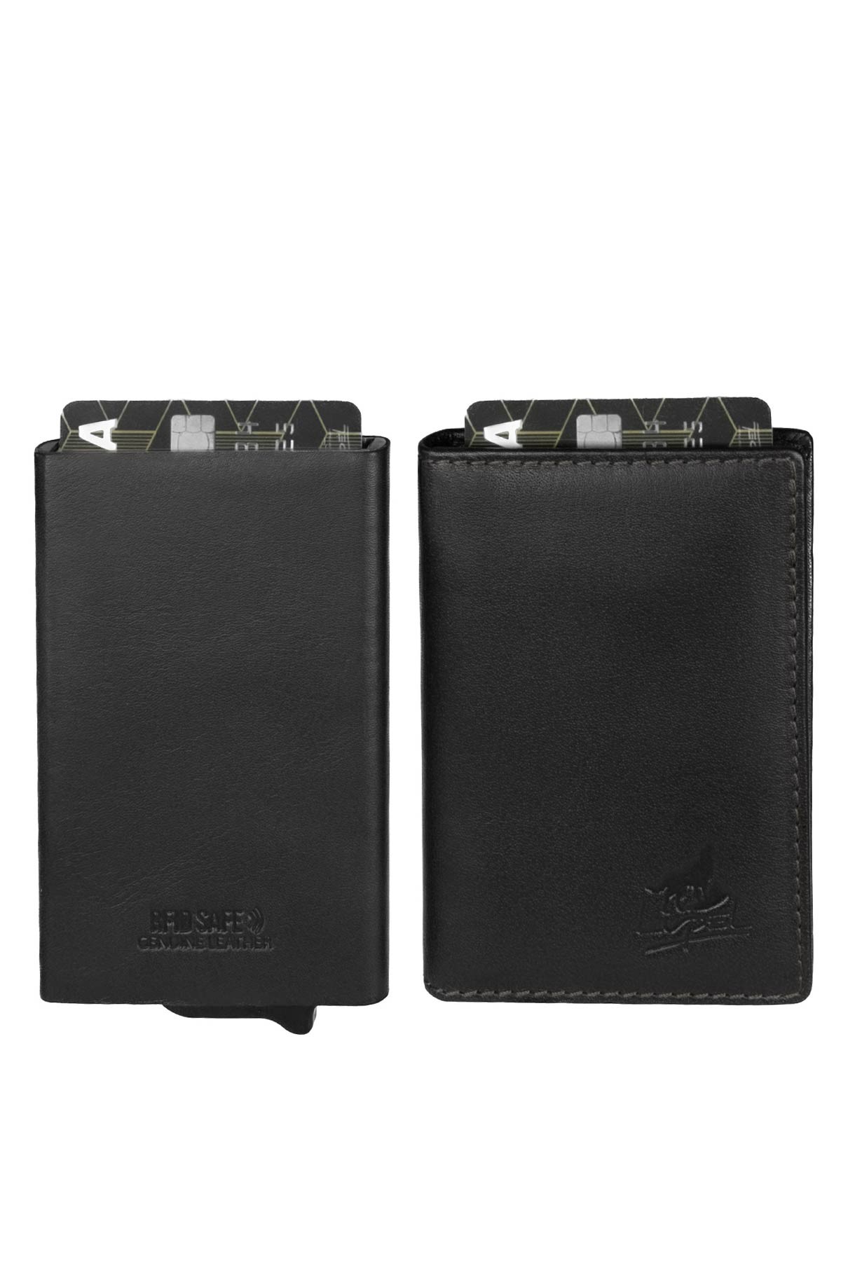 Duo magnétique boitier Porte-carte en cuir de vachette avec protection RFID