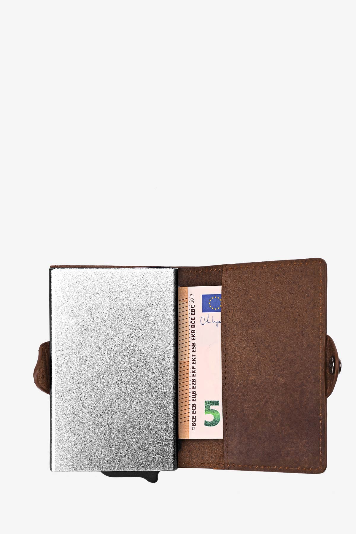 Portefeuille porte carte en cuir de vachette et boitier aluminium avec protection RFID