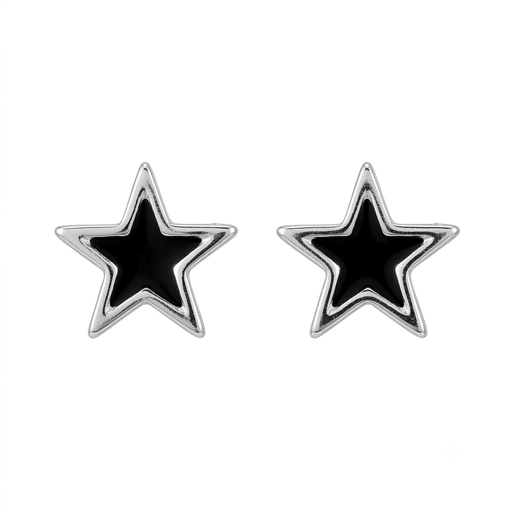 Black Star Stud Earrings
