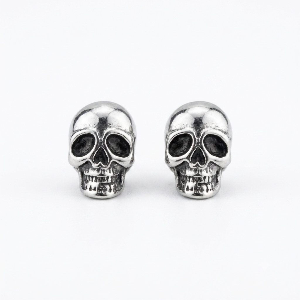 Stainless Steel Skull Stud Earrings