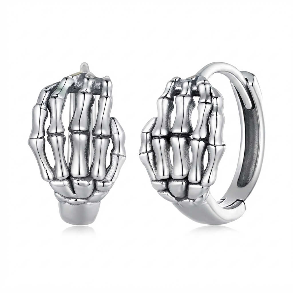 Skeleton Hand Hoop Earrings