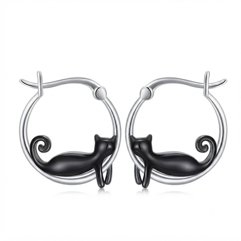 Cat Hoop Earrings
