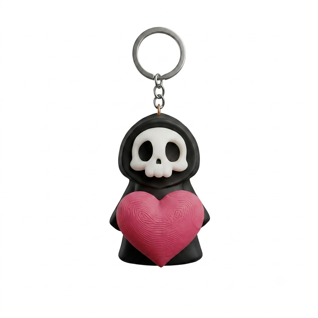 Grim Reaper Heart Keychain