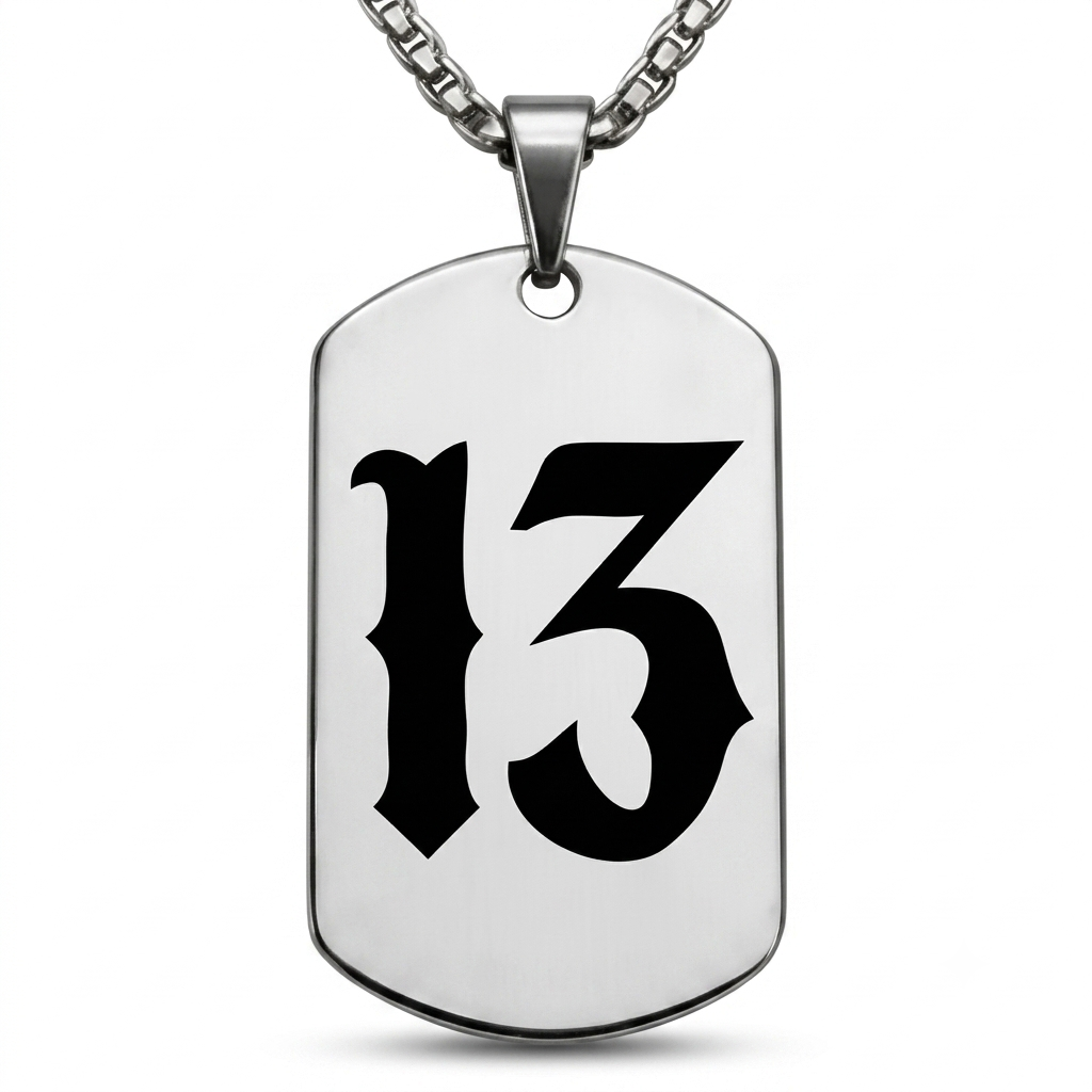 Number 13 Dog Tag Necklace