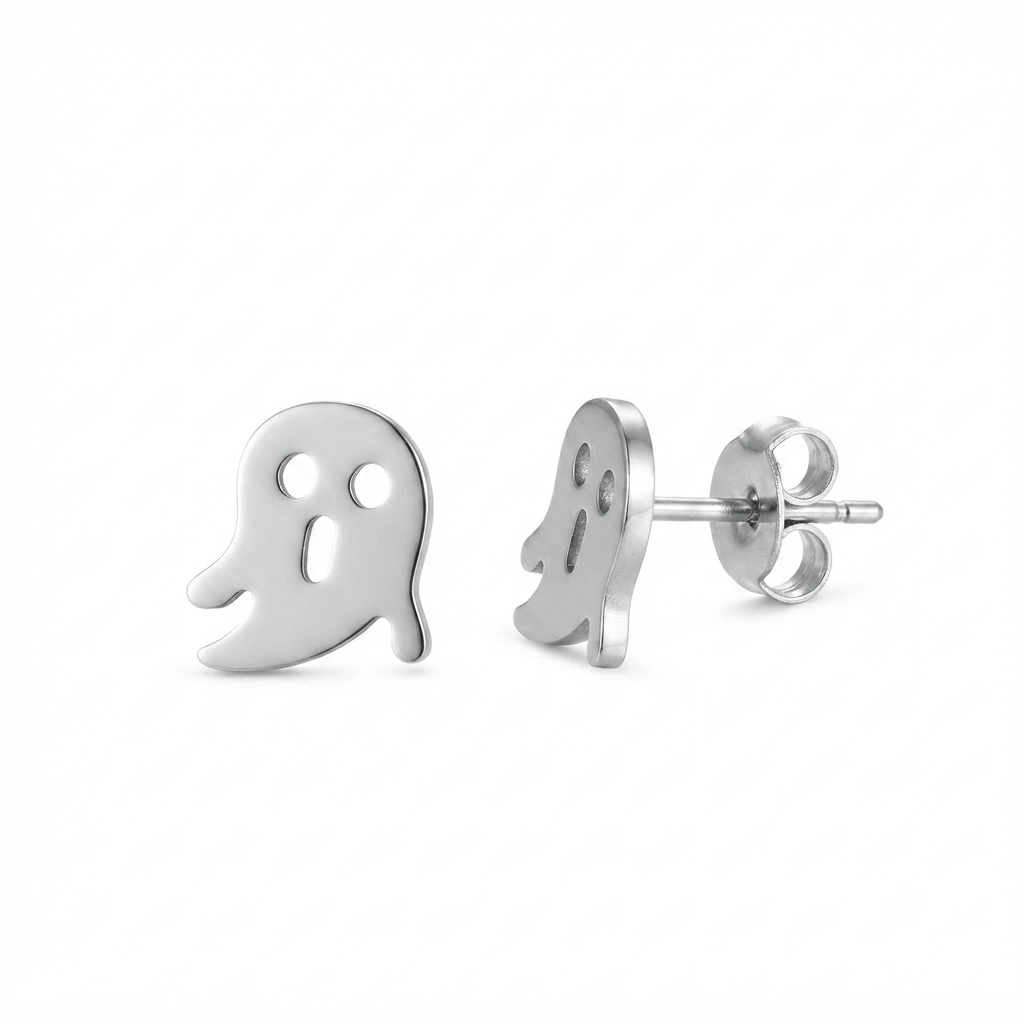 Ghost Shaped Silver Earrings
