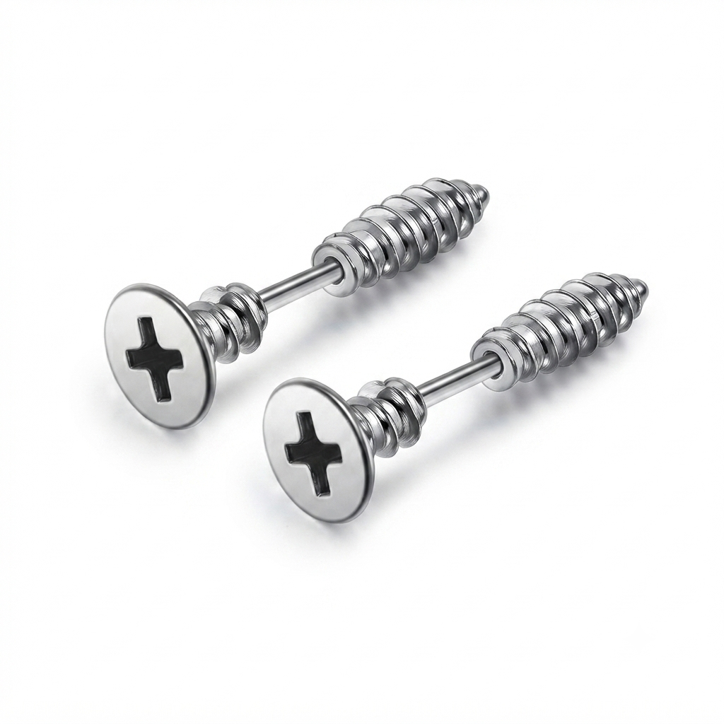 Stainless Steel Screw Stud Earrings