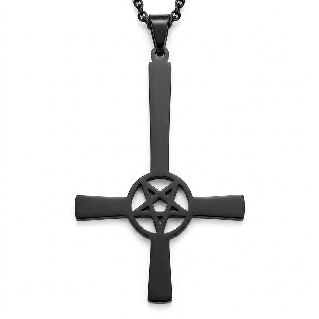 Black Inverted Cross Necklace