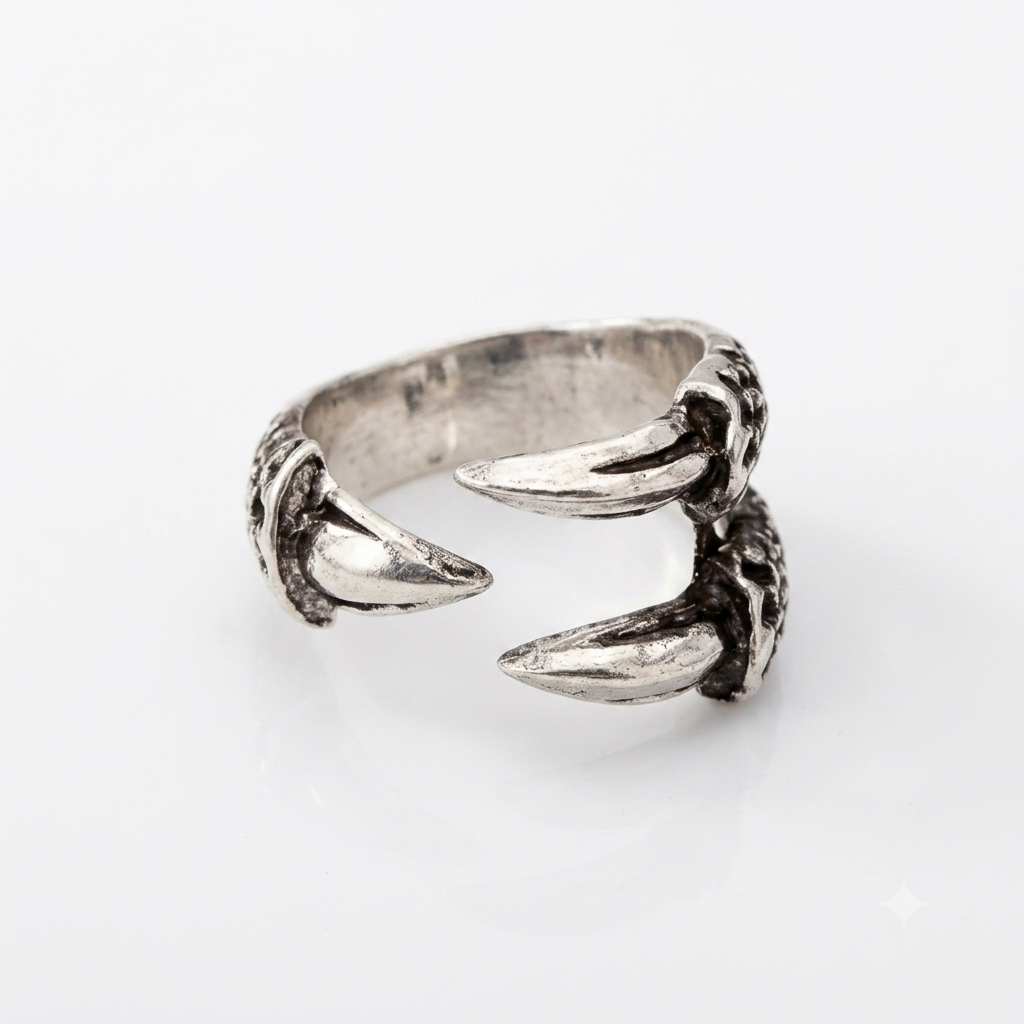 Gothic Tooth Design Silver Ring