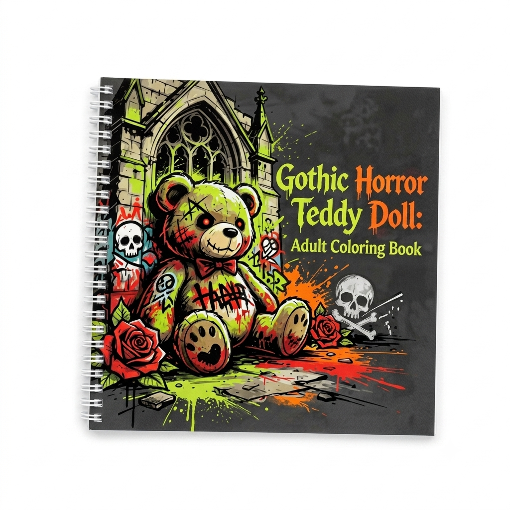 Gothic Horror Teddy Doll Coloring Book