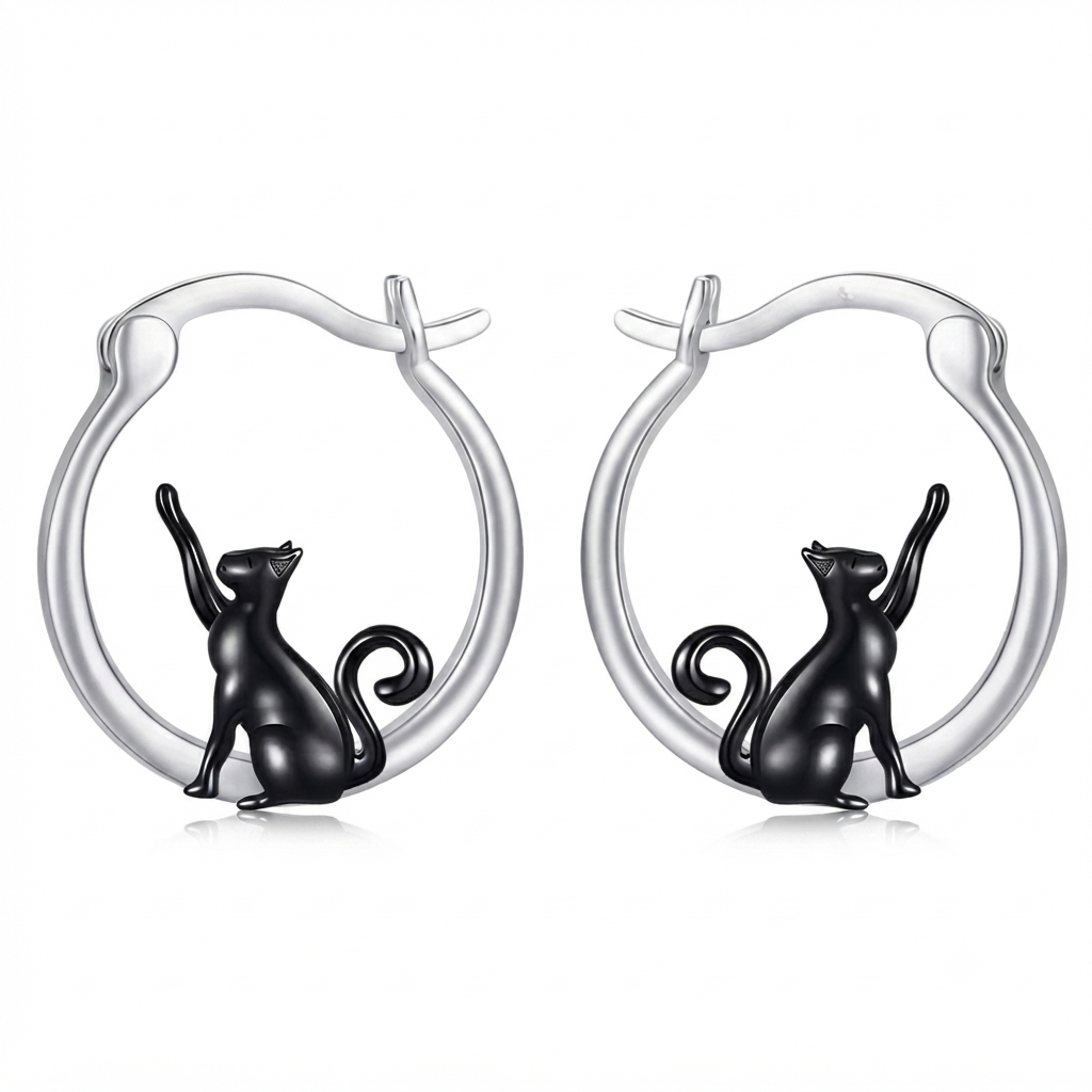 Cat Hoop Earrings