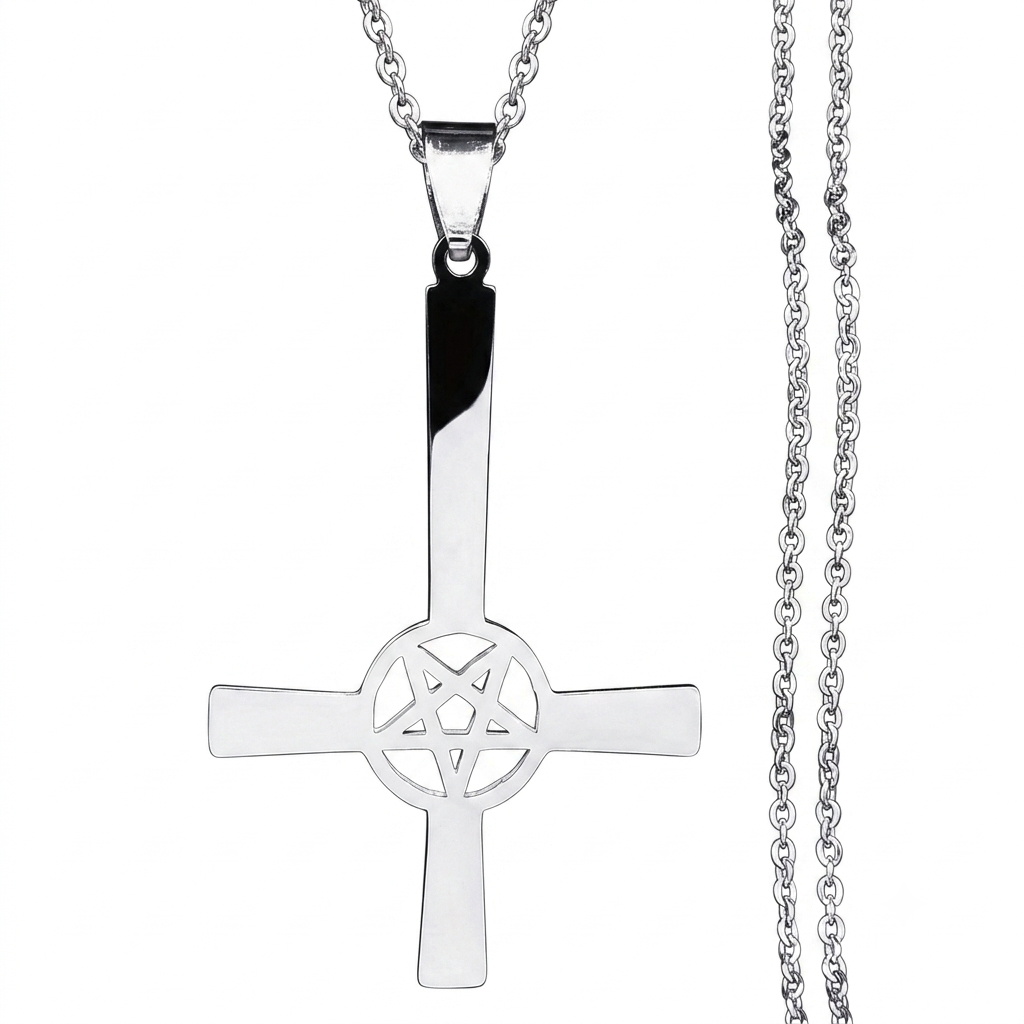 Black Inverted Cross Necklace