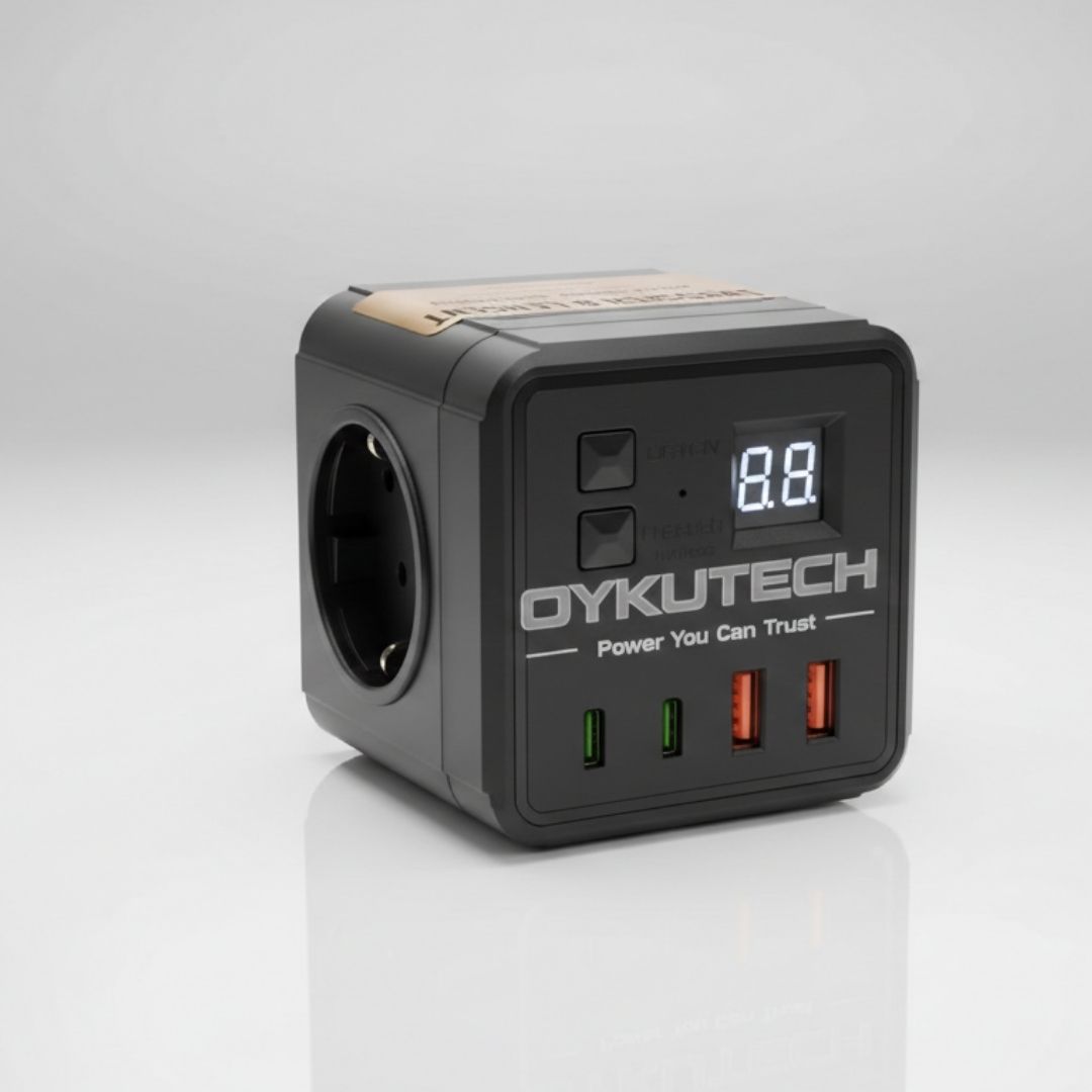 Oykutech Tam Korumalı Zaman Ayarlı Küp Priz Black