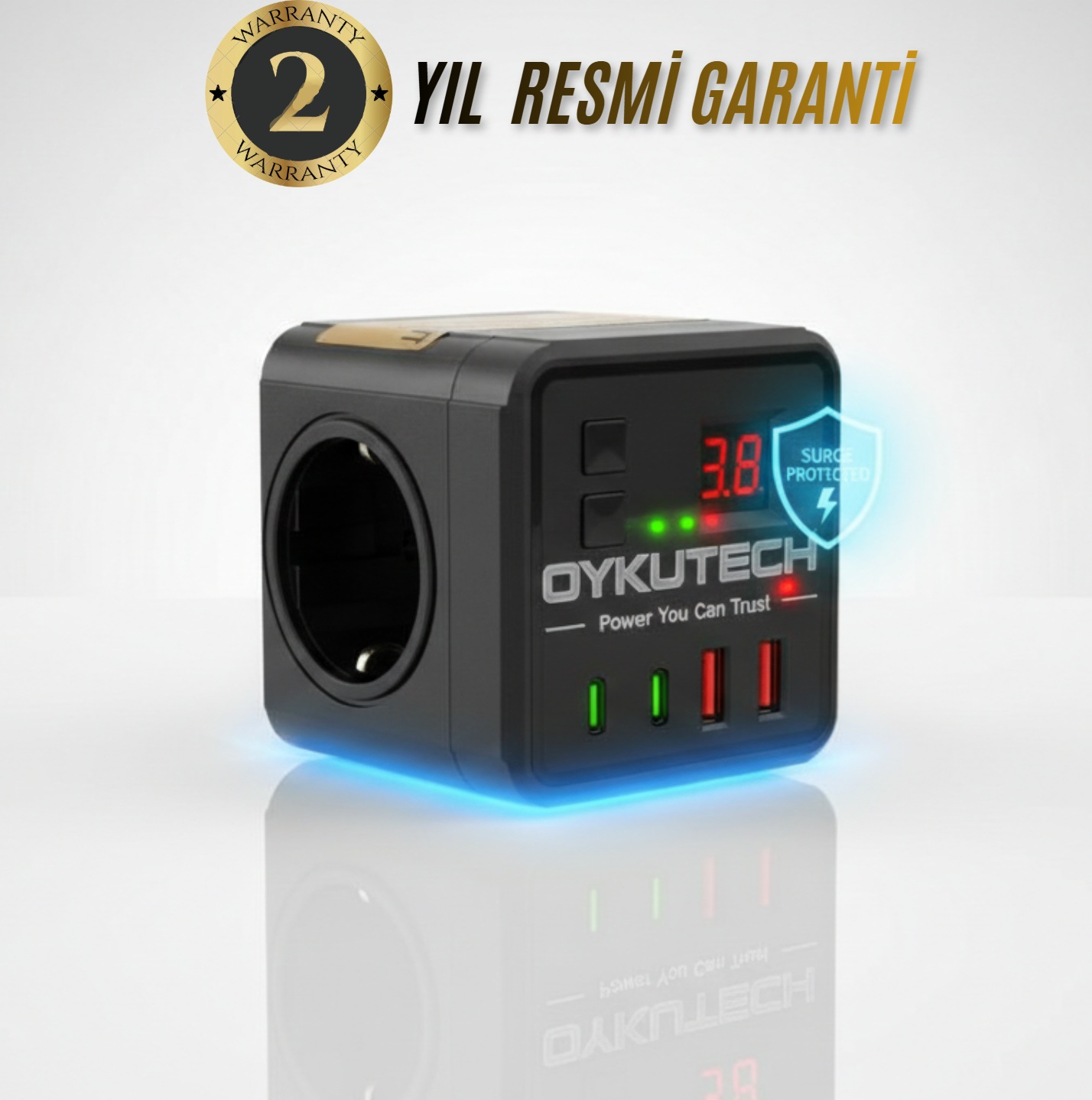 Oykutech Tam Korumalı Zaman Ayarlı Küp Priz Black