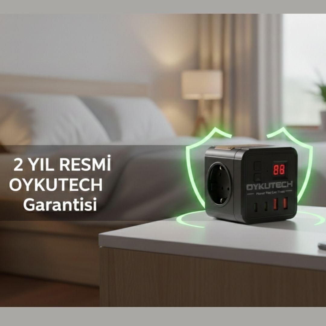 Oykutech Tam Korumalı Zaman Ayarlı Küp Priz Black