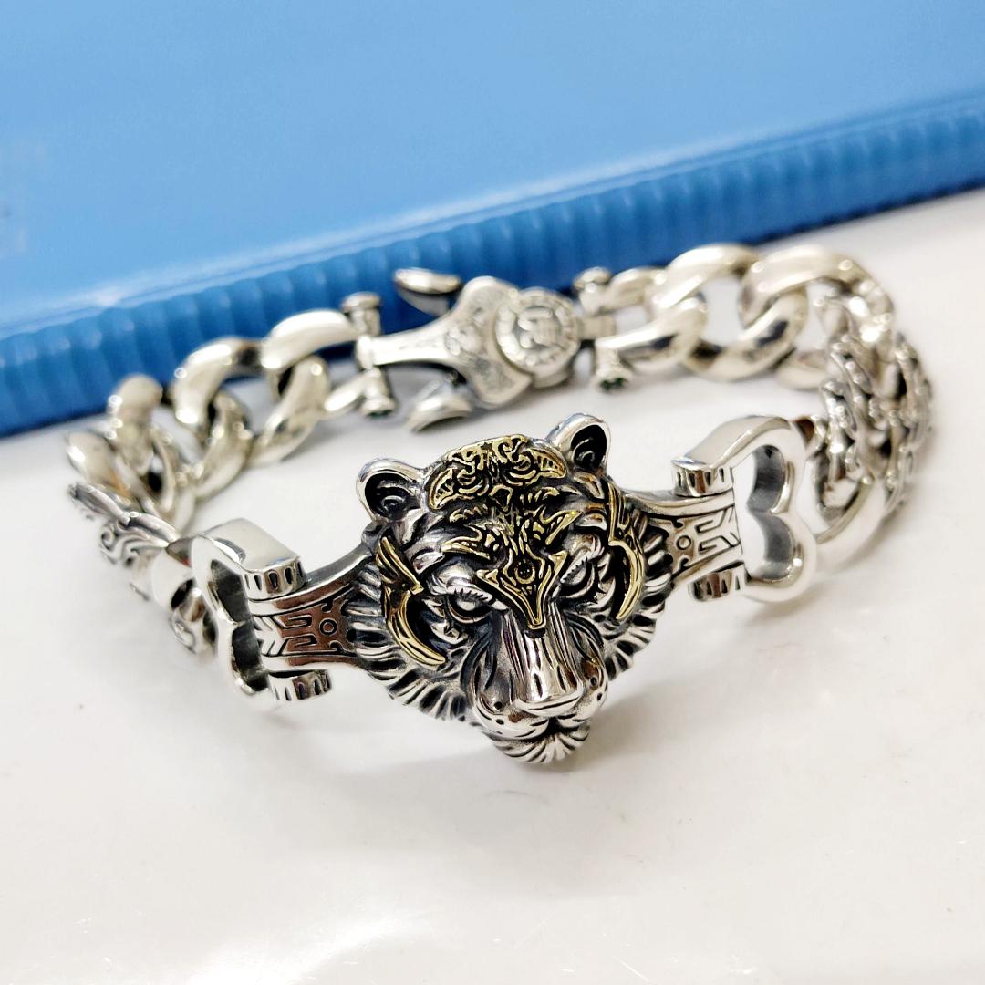 925 Silver Tiger Head Bracelet