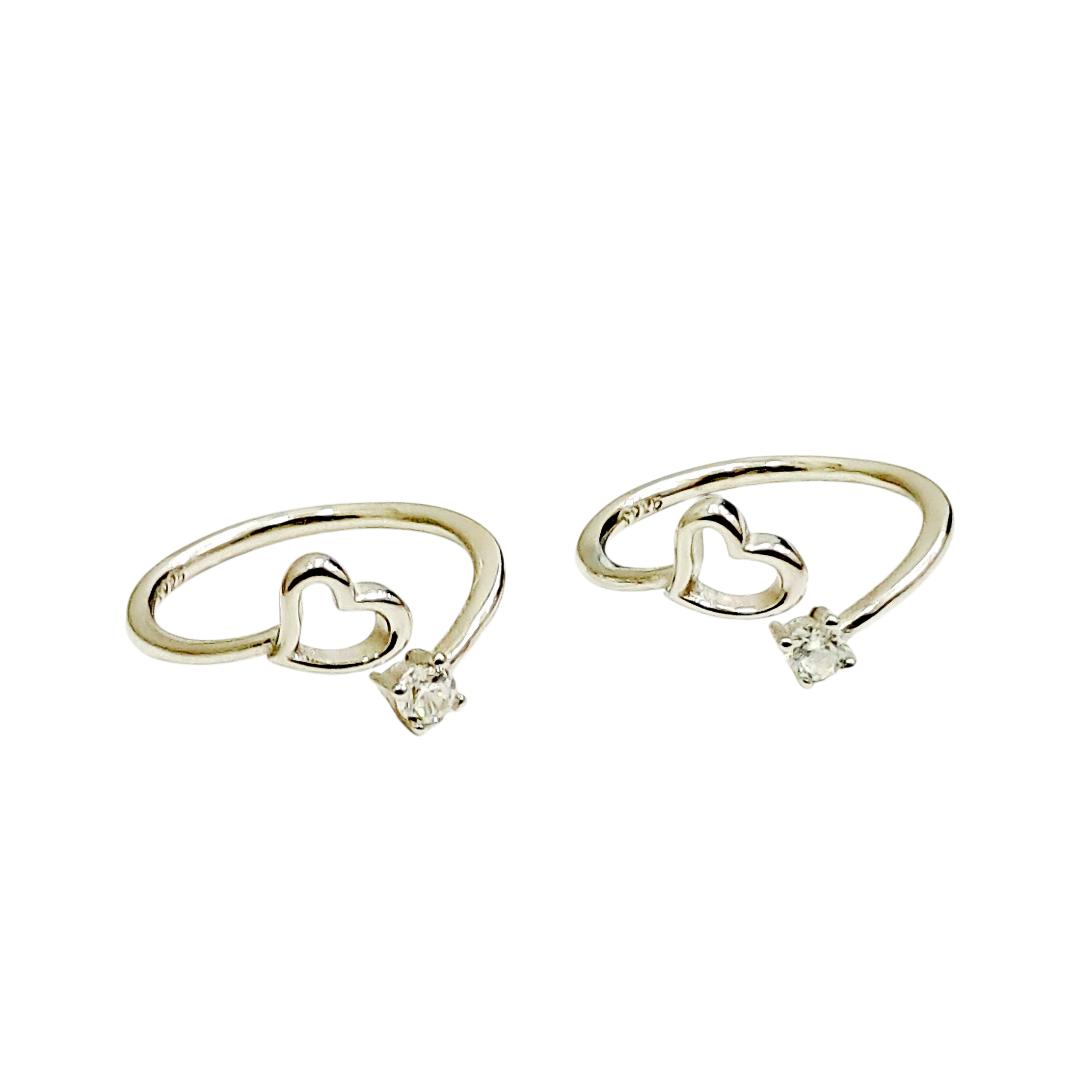 925 Silver Heart-Shaped Toe Rings