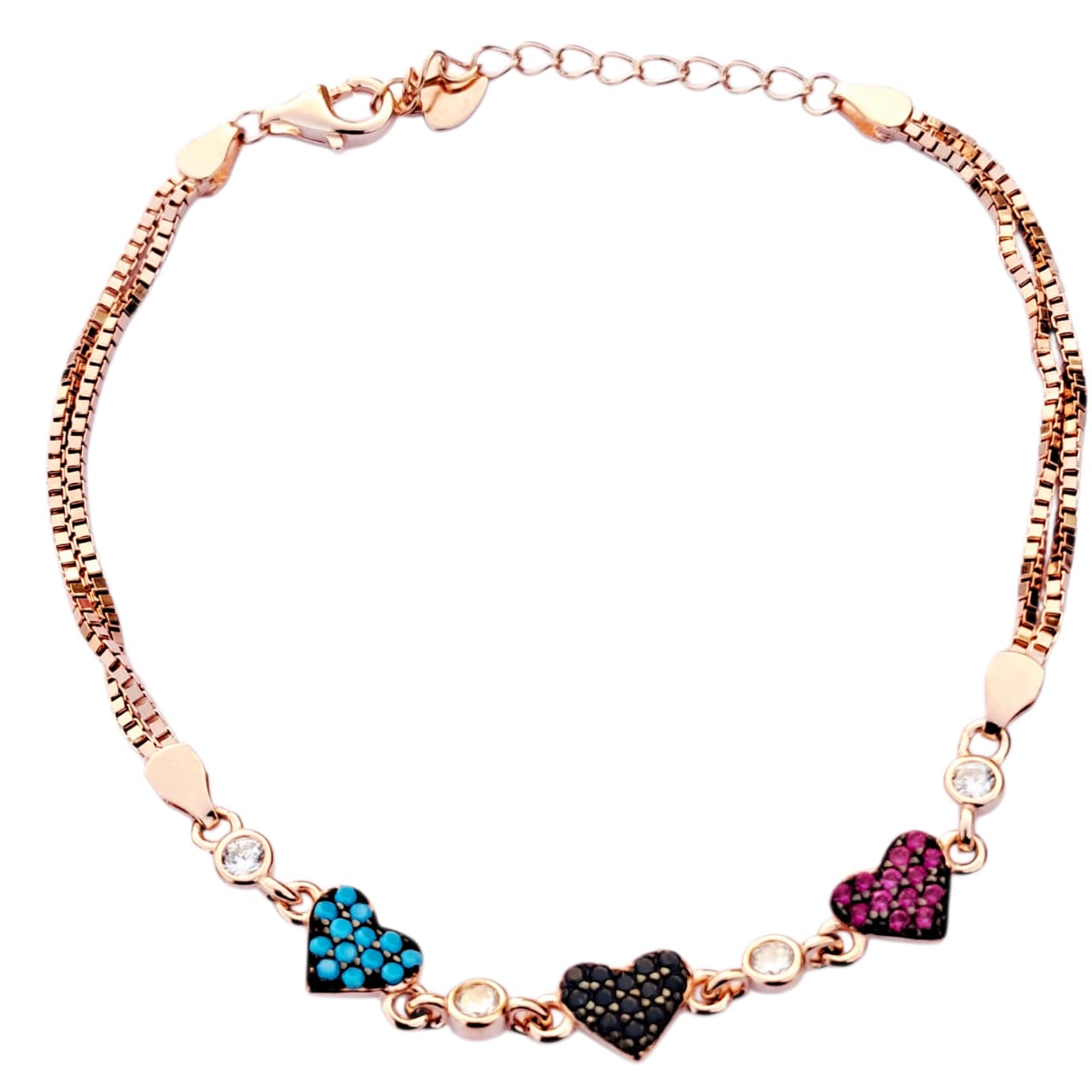925 Silver Heart Charm Bracelet