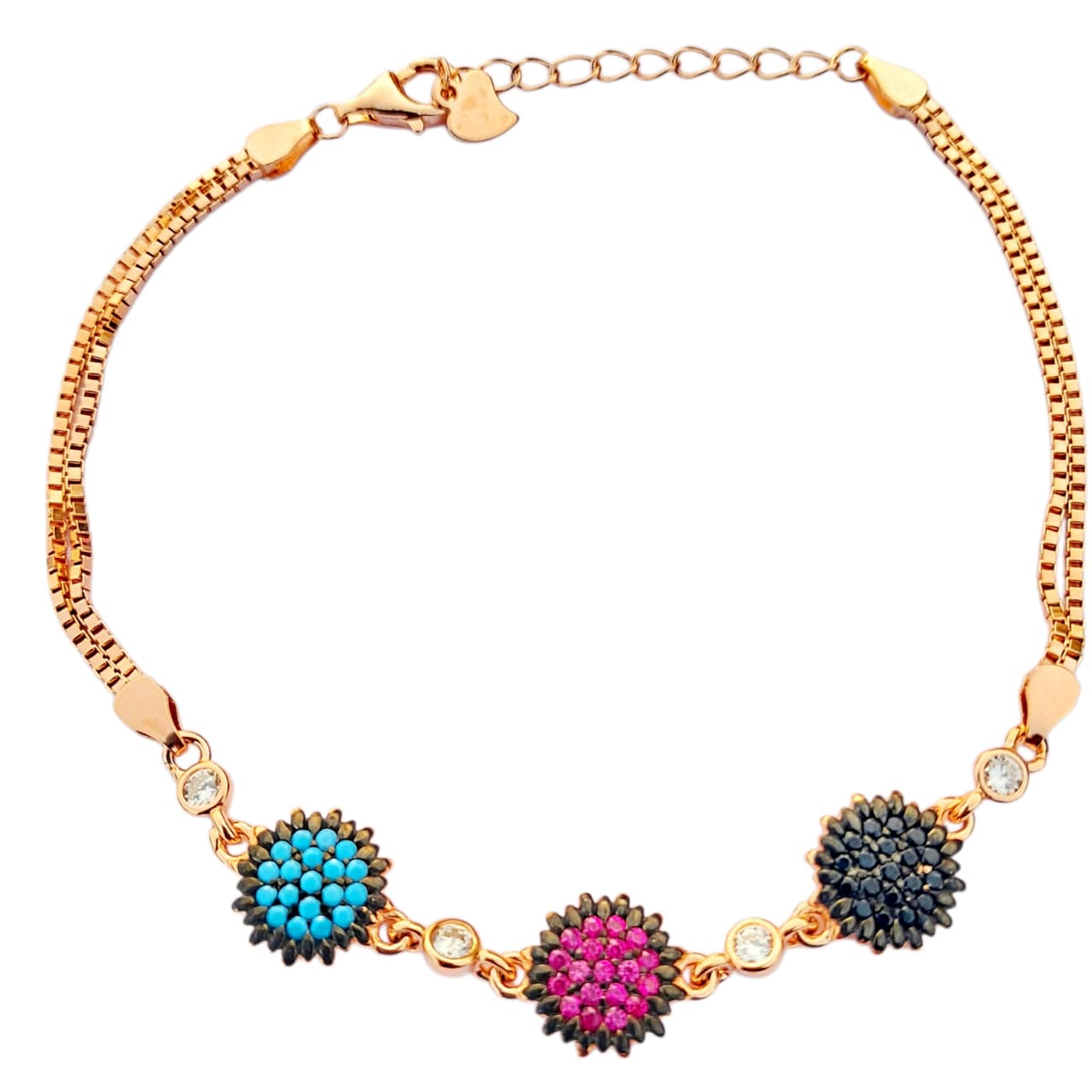 925 Silver Floral Gemstone Bracelet