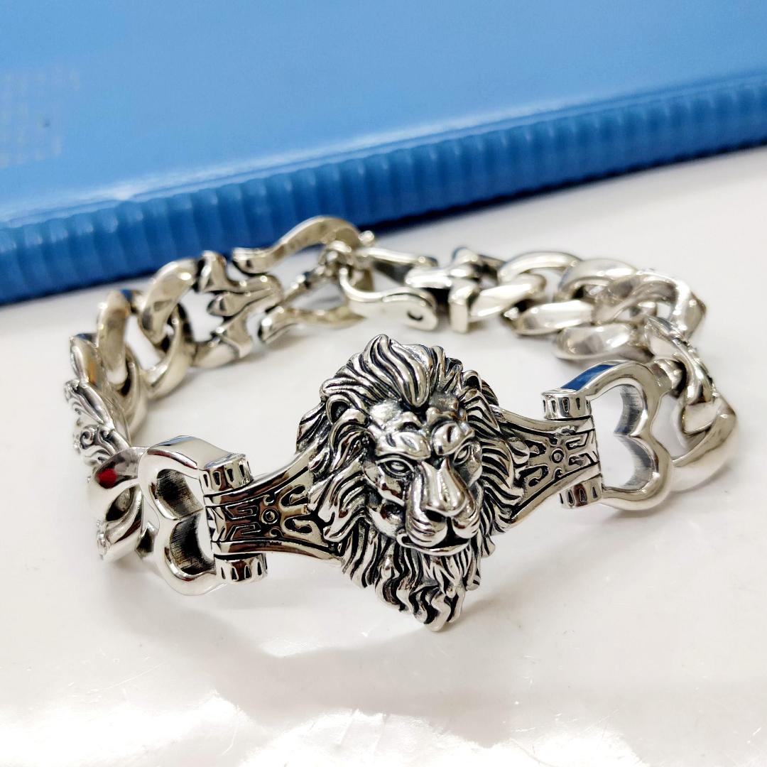 925 Silver Lion Head Bracelet