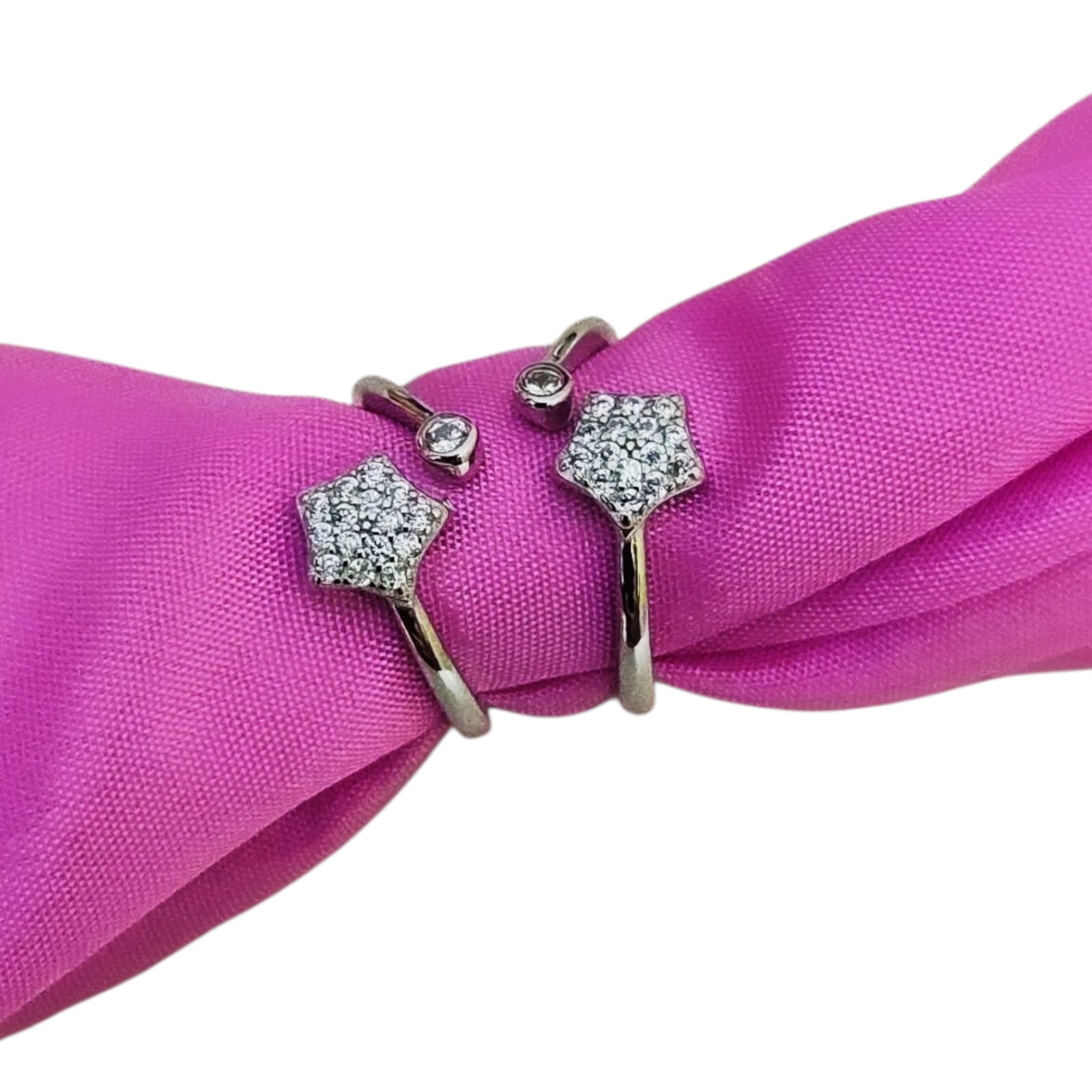 925 Silver Star-Shaped Diamond Studded Toe Rings