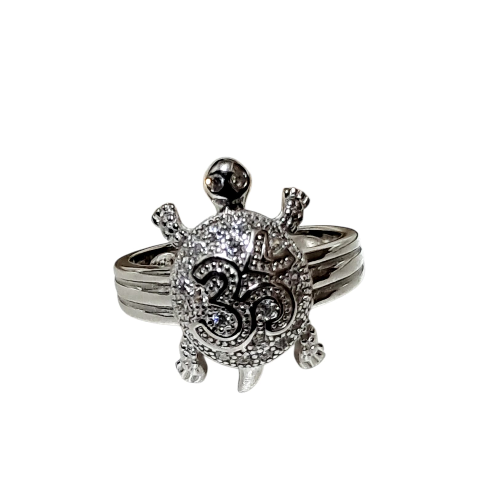 925 Silver Turtle Om Ring