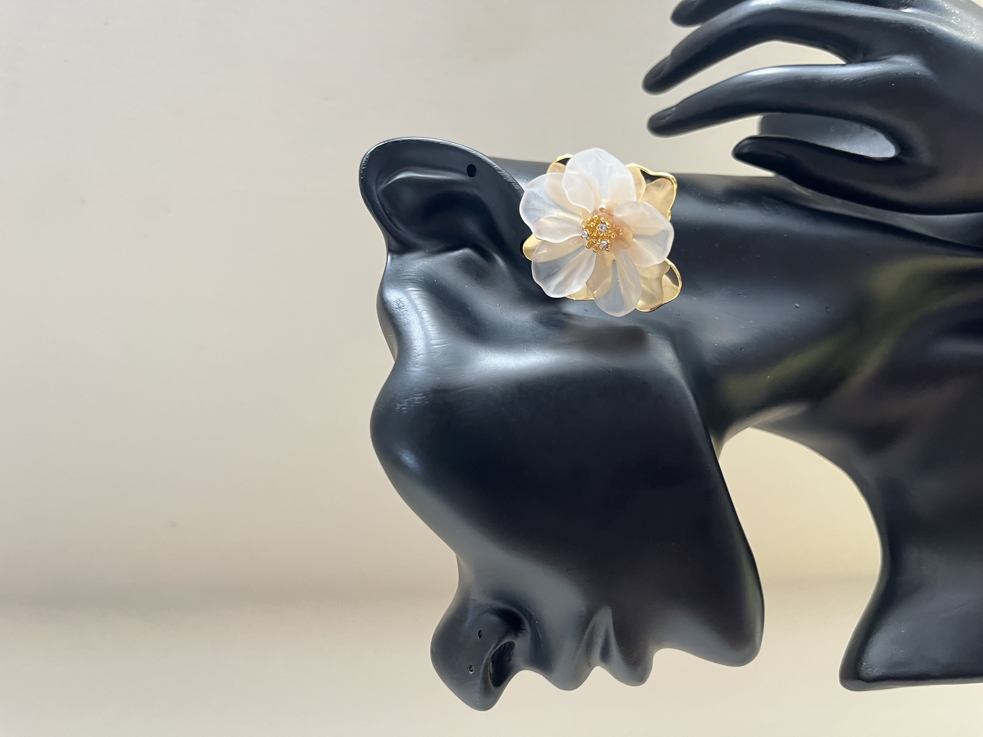 White Flower Statement Earring