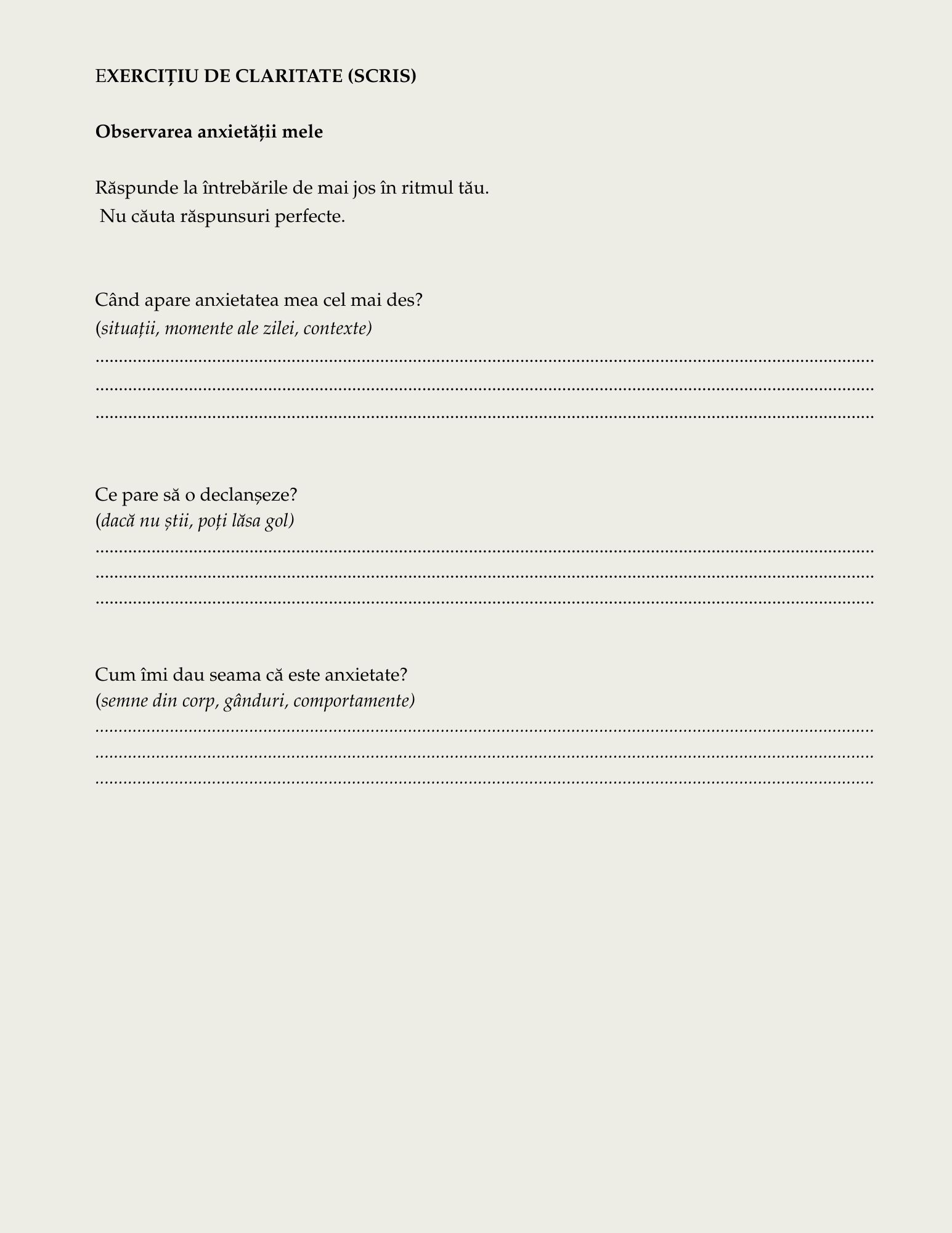 Jurnal de lucru cu Anxietatea – Înțelegere, Claritate și Reglare Emoțională (PDF)