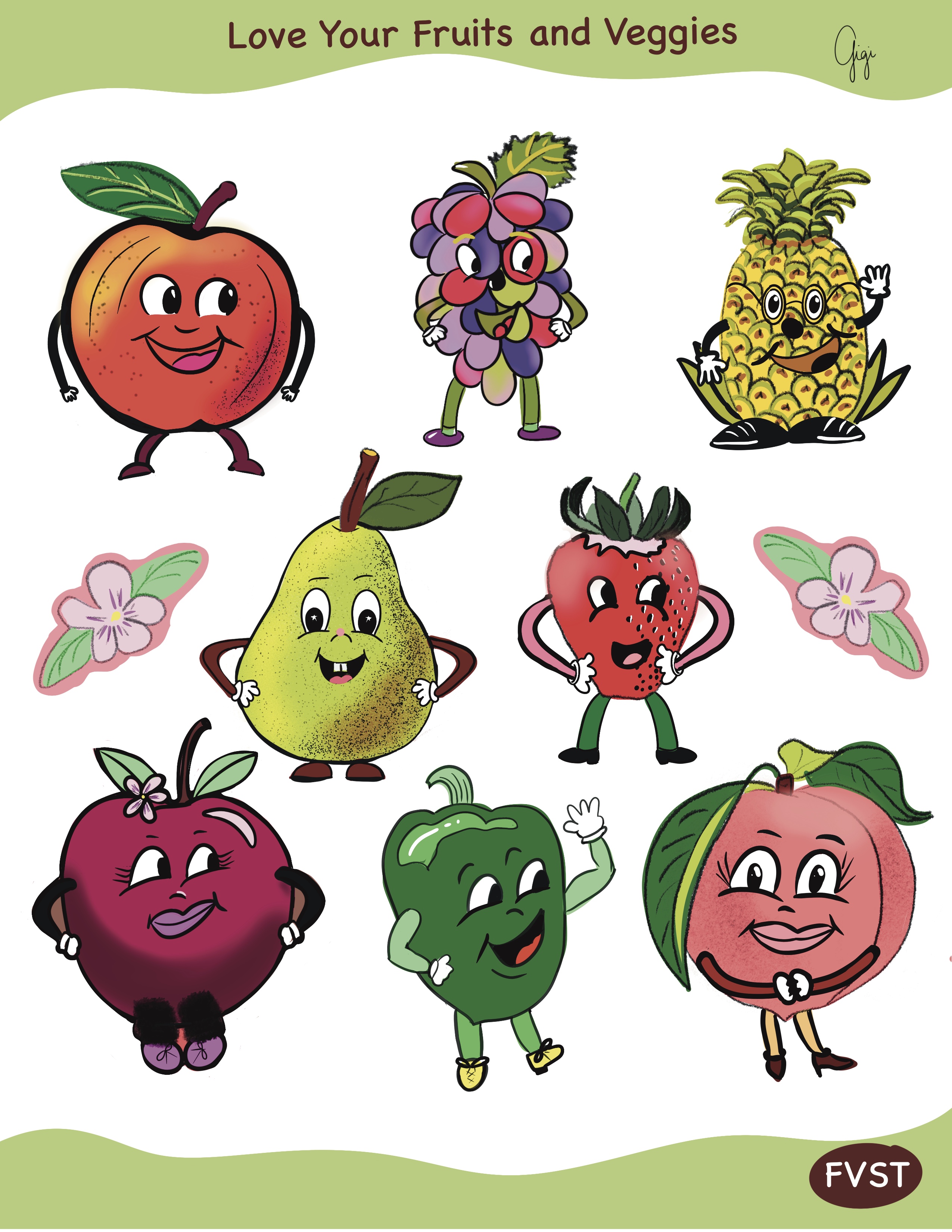 Love your Veggies and Fruits Coloring Book