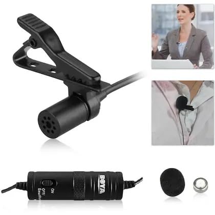 BOYA ByM1 Auxiliary Omnidirectional Lavalier Condenser Microphone with 20ft Audio Cable (Black)