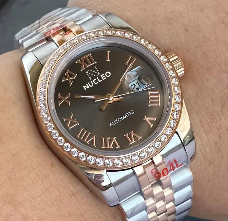 NUCLEO DATE JUST QUADRANTE MARRONE ACCIAIO E COLOR ORO DONNA HOMAGE
