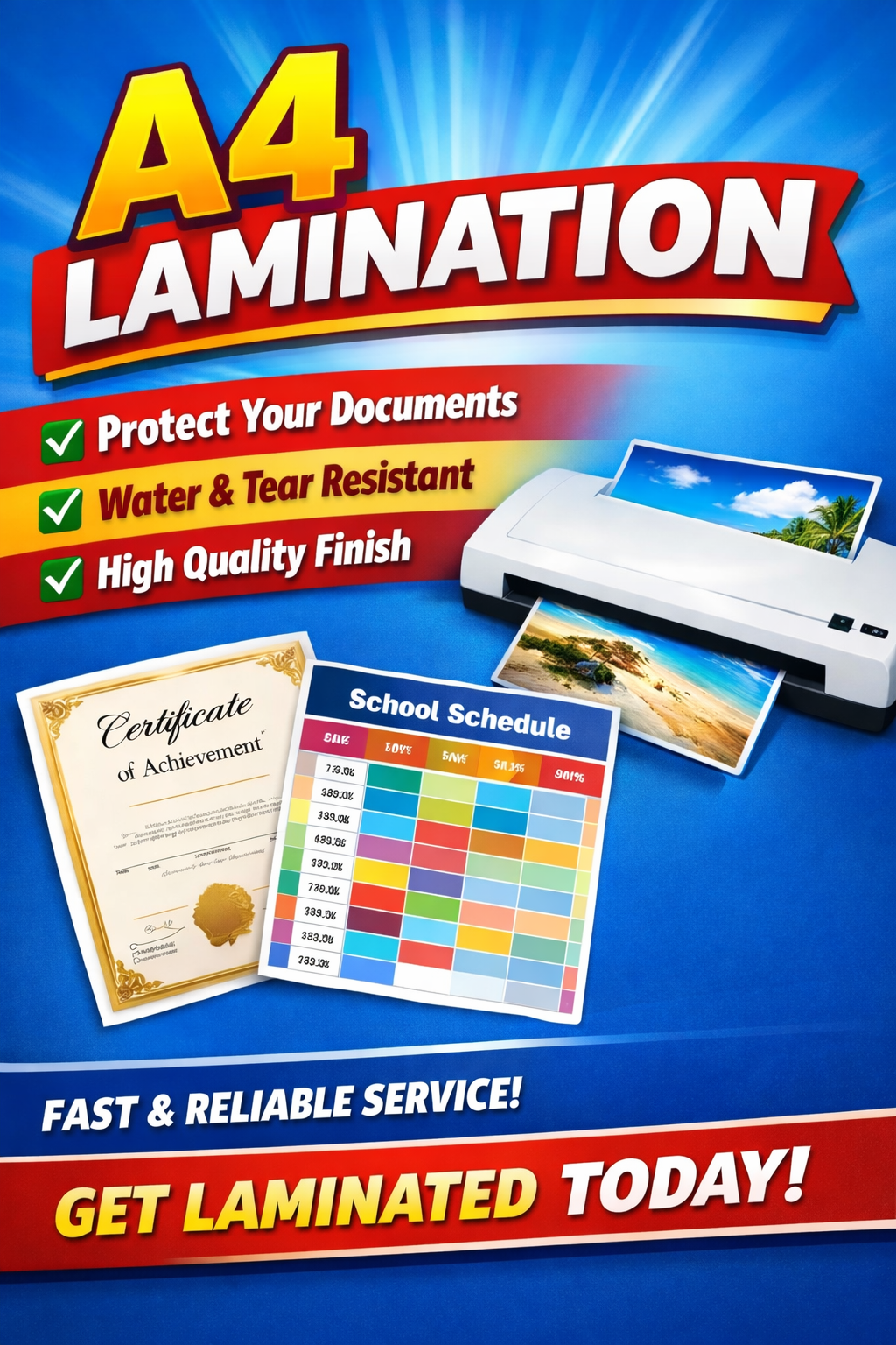 A4 Laminating Service
