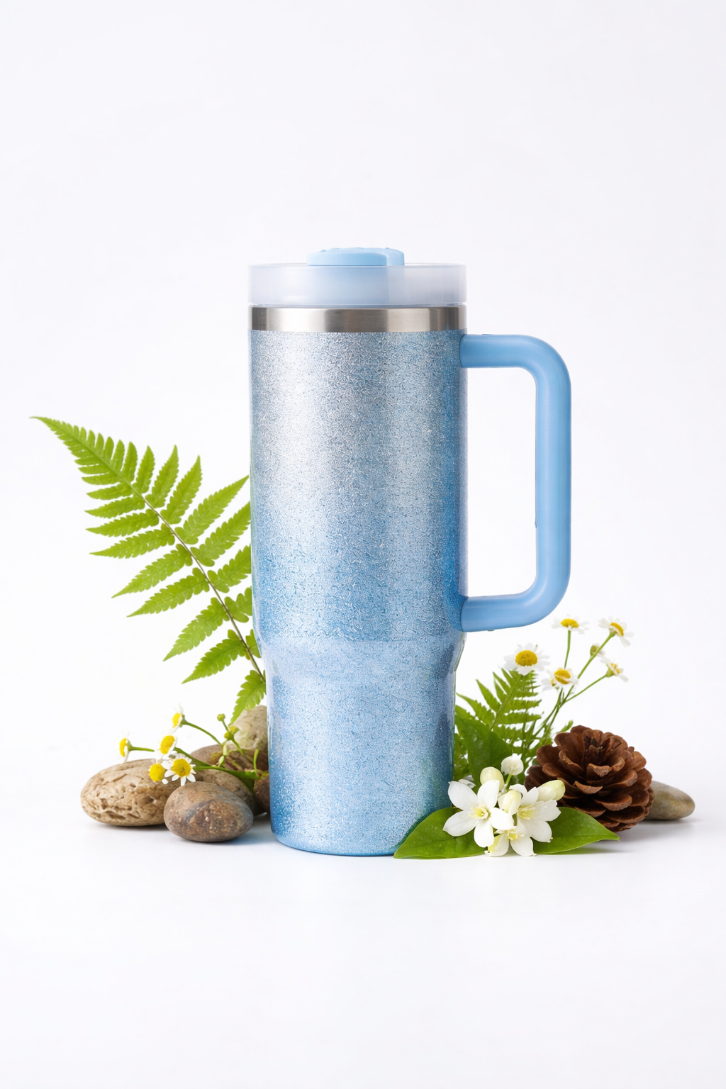 Blue Stainless Steel Glitter 900ML Tumbler