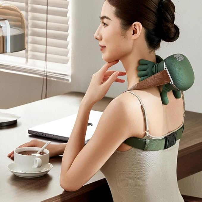 Neck Massager, Wireless Portable Shiatsu Neck and Back Massager, Electric Deep Tissue 4D Kneading Massage, Simulated Human Hand Design for Pain Relief and Muscle Relax