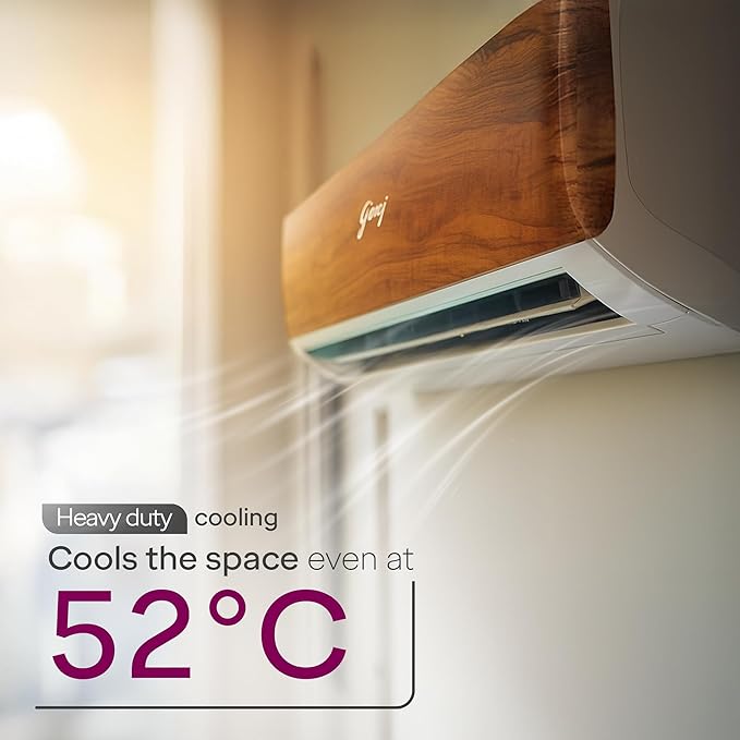 Godrej 1.5 Ton 3 Star, 5 Years Comprehensive Warranty, AI powered, 5-In-1 Convertible Cooling, 4 Way Air Swing, Wood Finish, Inverter Split AC