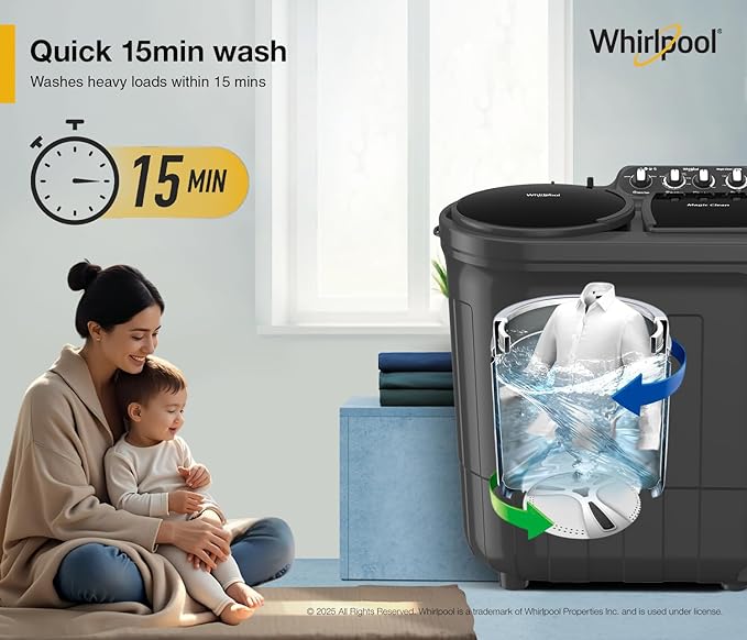 Whirlpool 8 kg 5 Star Semi-Automatic Top Loading Washing Machine