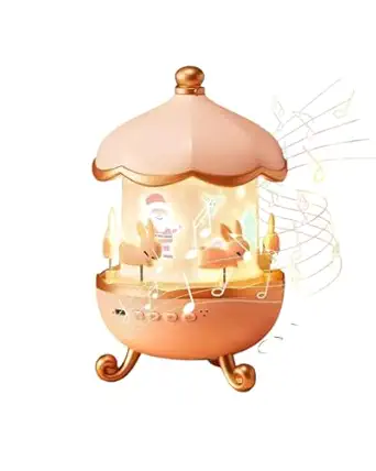 Musical Carousel Night Light Bunny Carousel Night Light Projector, 6 Set Films Rotating LED Lamp, Star Projection Light for A Magical Nursery Atmosphere, Rotatable Rabbit Night Lamp for Kids Room Decor