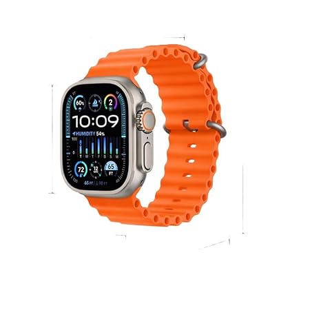 T800 Ultra Smartwatch with Bluetooth Calling, Heart Rate Monitor, Orange Silicon Band, Square Display, Magnetic Fast Charging Cable