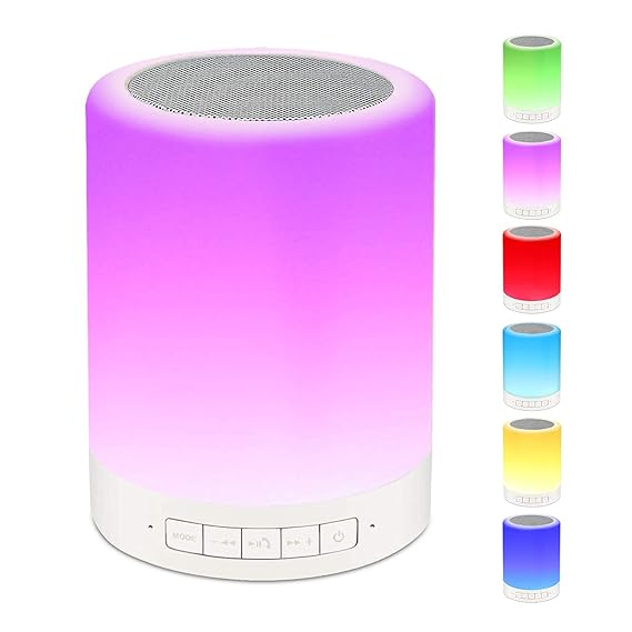 Night Light Bluetooth Speaker Wireless Smart Touch Control Bedside Table Lamp with Colorful Led, Best Gift for Teens Kids Children Students Girlfriend Boyfriend Women Men