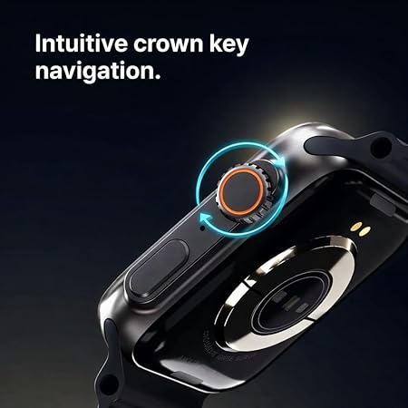 T800 Ultra Smartwatch with Bluetooth Calling, Heart Rate Monitor, Orange Silicon Band, Square Display, Magnetic Fast Charging Cable